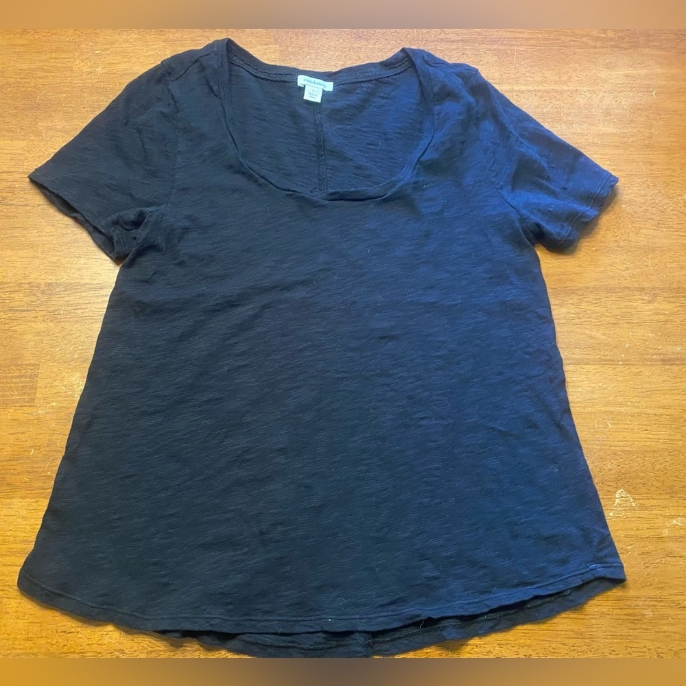Sundance Black Scoop Neck Gauze Cotton Tee